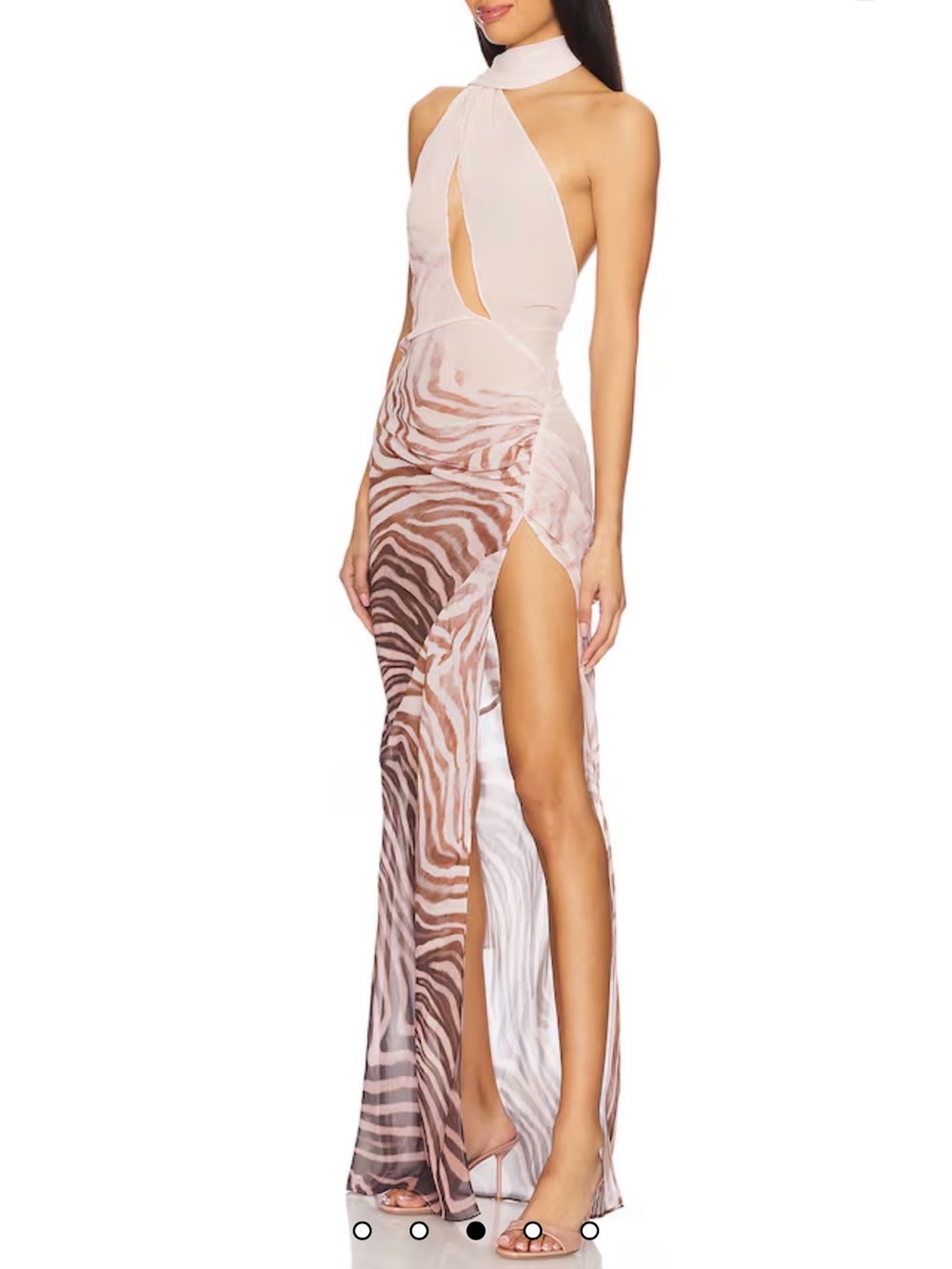 Imani Maxi Dress in Zebra Print Halter Cutout NBD Revolve - Picture 2 of 3